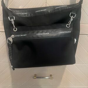 Long champ black nylon crossbody bag